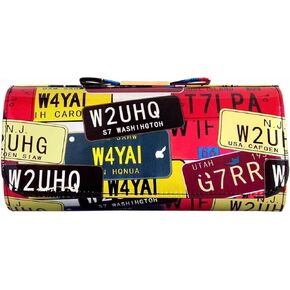 JNB License Plate Faux Patent Leather Clutch with Bow