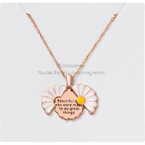 PANTIDE Christian Daisy Locket Necklace for Women - Beautiful Girl You Were Made To Do Great Things Engraved Religious Necklace Inspirational Stainless Steel Jewelry Birthday Gift