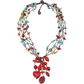 AeraVida Colorful & Festive Mix Multi Layered Stone Cluster Handmade Necklace