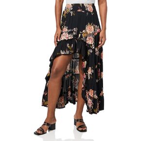 Angie Women's Printed Tiered Hi Low Skirt
