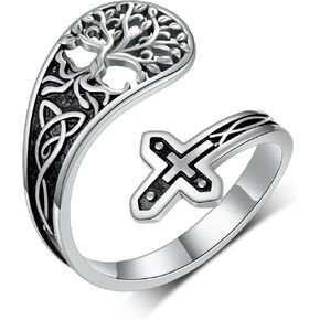 Spoon Rings 925 Sterling Silver Tree of Life Spoon Rings Adjustable Tum Ring Vintage Thumb Rings Jewelry Gifts for Women