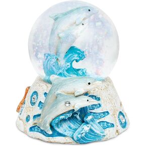 CoTa Global Dolphin Stone Snow Globe - Sparkly Water Globe Figurine with Sparkling Glitter, Collectible Novelty Ornament for Home Decor, for Birthdays, Christmas, and Valentine's Day
