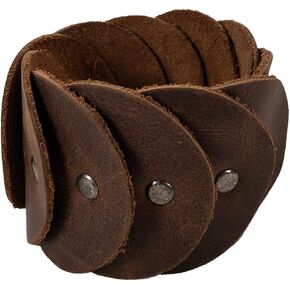 Heather's, Moon Bracelet Handmade from Full Grain Leather - Bourbon Brown