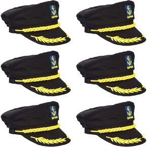6PC Yacht Captain Hat Nautical Themed Sailor Boat Ship Sailor Party Hats Navy Marines Admiral Cap… B095PRVQVJ