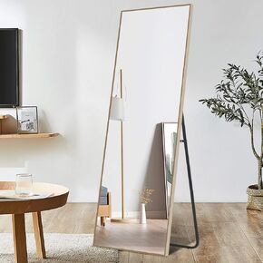 MAYEERTY 65"x22" Full Length Mirror, Standing Hanging or Leaning Against Wall, Dressing Mirror Wall-Mounted Mirror, Aluminum Alloy Thin Frame, Matte Champagne (JJ00560XXT-USAM027)