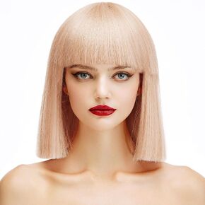 BABEYOND Women Short Wig Straight Hair Wig Flapper Costume Accessory with Bangs(Gold)