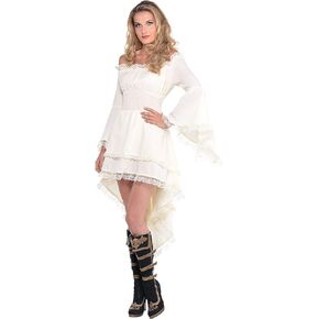 Elegant & Stylish White Polyester Dress (Adult Standard Size) - Perfect for Cosplay, Halloween & Festive Events