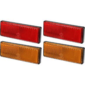 4pcs 3.46"x1.26" Universal Reflector - Rectangle Motorcycle Bike Safety Reflector Increase Visibility and Safety on The Road - Plastic Red Orange