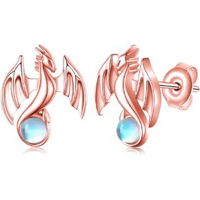 أقراط التنين 925 من الفضة الإسترلينية حجر القمر أقراط التنين هدايا التنين للنساء والفتيات in Kuwait