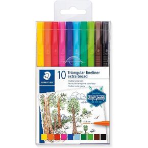 Staedtler triplus broadliner, Marker Pen for Drawing, Drafting, Journaling, Pack of 10 Assorted Colors, 338 TB10-C