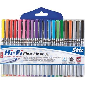 STIC 20 Fineliner Colouring Fine Point 0.5 Mm Pens Set (Assorted Colours) (Multicoloured)