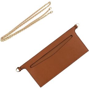 Framendino, Leather Purse Insert Organizer with Metal Bag Chain Handbag Divider Pocket Inside Clutch Bag for Purse Bag