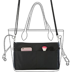 Purse Organizer Insert For Handbag-Nylon tote bag Liner Shaper Bag in Bag Extensible space 3099Black-L