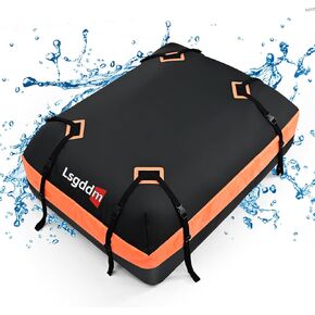 Car Top Carrier, Waterproof Soft-Shell Roof Bag, 15 Cubic Feet Rooftop Luggage Bag for All Vehicles with/Without Rack, Includes Anti-Slip Mat, 4 Door Hooks, Luggage Lock, Storage Bag