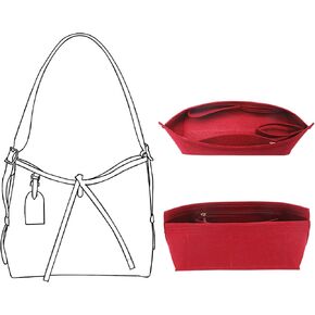 Doxo Purse Organizer Insert for Handbags, Felt Bag Organizer for Tote, Fit LV Carryall PM and More.(PM-Wine Red-Felt)