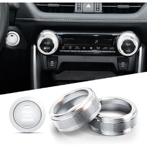 Bling Crystal Car Interior Accessories for Toyota Rav4 2024 2023 2022 2021 2020 2019 -Air Conditioning Knob Cover,Push Start Button Trim Ring (3pcs)
