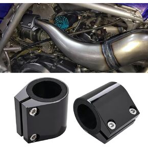 2Pcs 1'' Exhaust Clamp,Aluminum Butt Joint Band Clamp Sleeve Coupler High Temp Narrow Band Muffler Seal Clamp Ends And Exhaust System Connection for Yamaha Banshee 1987-2006 (Black)