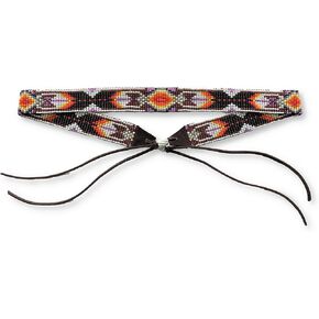 Hat Band, Hatbands for Men and Women, Leather Straps, Cowboy Beaded Bands, White, Black, Red, Orange, Yellow, Grey, Brown, Purple, Handmade in Guatemala 7/8 Inches x 21 Inches