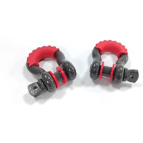 2PCS 3/4" D Ring Shackles 51808Ibs Break Strength with 7/8" Screw Pin and Shackle Isolator & Washers Kit for Off Road Vehicle Recovery SUV Truck (Gray)