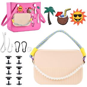 Beach Hole Bag Accessories Set-Waterproof Silicone Handbag for Various Hole Bag Sizes, Silicone Insert Charms for Beach Bag