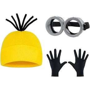 مجموعة مكونة من 3 قطع من إكسسوارات أزياء الهالوين للجنسين، نظارات واقية وقبعات صفراء وقفازات سوداء in Kuwait