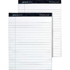 TOPS Docket Diamond 100% Recycled Premium Stationery Tablet, 8-1/2 x 11-3/4 Inches, Perforated, White, Legal/Wide Rule, 50 Sheets per Pad, 2 Pads per Pack (63975)