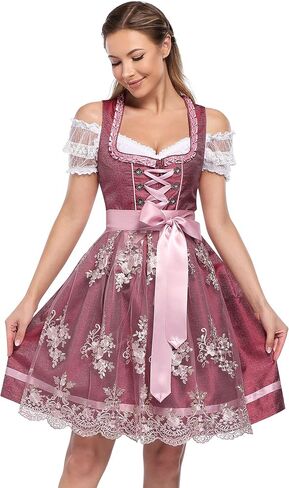 أزياء KOJOOIN Glorystar النسائية البافارية لمهرجان أكتوبر فساتين Dirndl الألمانية لكرنفال الهالوين زي بورجوندي M in Saudi Arabia
