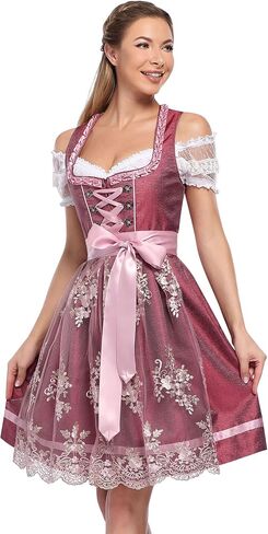 أزياء KOJOOIN Glorystar النسائية البافارية لمهرجان أكتوبر فساتين Dirndl الألمانية لكرنفال الهالوين زي بورجوندي M in Saudi Arabia