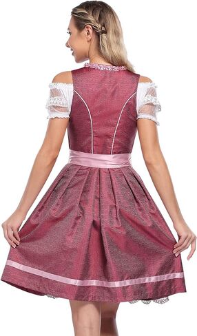 أزياء KOJOOIN Glorystar النسائية البافارية لمهرجان أكتوبر فساتين Dirndl الألمانية لكرنفال الهالوين زي بورجوندي M in Saudi Arabia