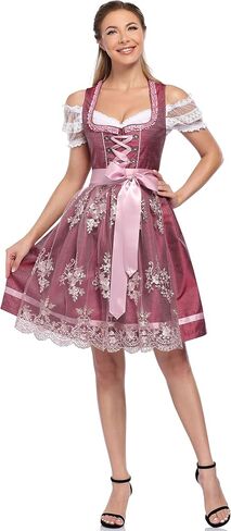 أزياء KOJOOIN Glorystar النسائية البافارية لمهرجان أكتوبر فساتين Dirndl الألمانية لكرنفال الهالوين زي بورجوندي M in Saudi Arabia