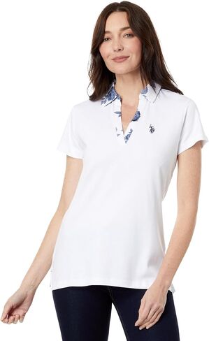 U.S. Polo Assn. womens Split-neck Rose Print Polo Shirt in Saudi Arabia