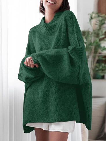 Saodimallsu Womens Oversized Sweaters Mock Neck Batwing Long Sleeve 2024 Fall Trendy Ribbed Knit Casual Tunic Sweater in Saudi Arabia
