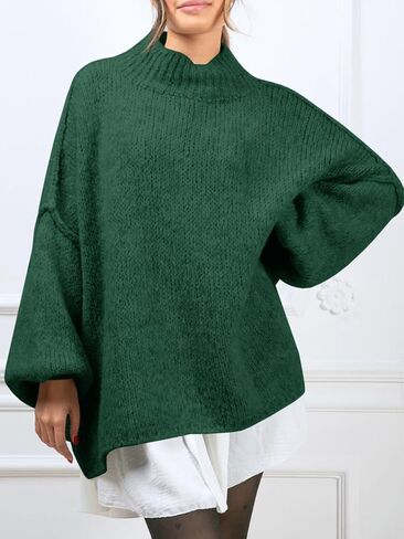Saodimallsu Womens Oversized Sweaters Mock Neck Batwing Long Sleeve 2024 Fall Trendy Ribbed Knit Casual Tunic Sweater in Saudi Arabia