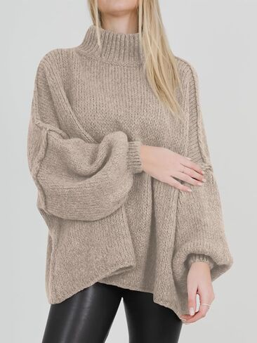 Saodimallsu Womens Oversized Sweaters Mock Neck Batwing Long Sleeve 2024 Fall Trendy Ribbed Knit Casual Tunic Sweater in Saudi Arabia