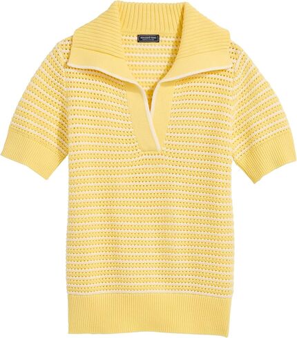 vineyard vines Women's Open-Stitch Short-Sleeve Polo Sweater in Saudi Arabia