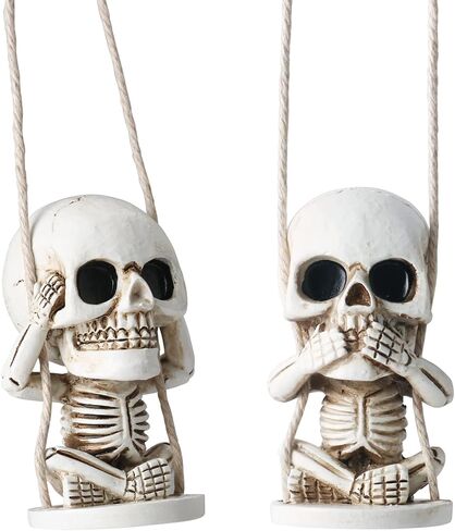 Halloween Decorations for Car Cute Spooky Gifts Skull Decor for Rear View Mirror Accessories Swinging Skeleton Hanging Ornaments Car Charms Truck Accessories for Men Women Jeeps Car Gifts for Dad Mom in Saudi Arabia