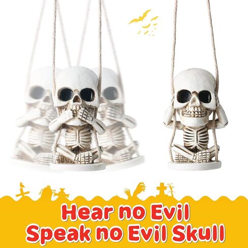 Halloween Decorations for Car Cute Spooky Gifts Skull Decor for Rear View Mirror Accessories Swinging Skeleton Hanging Ornaments Car Charms Truck Accessories for Men Women Jeeps Car Gifts for Dad Mom in Saudi Arabia