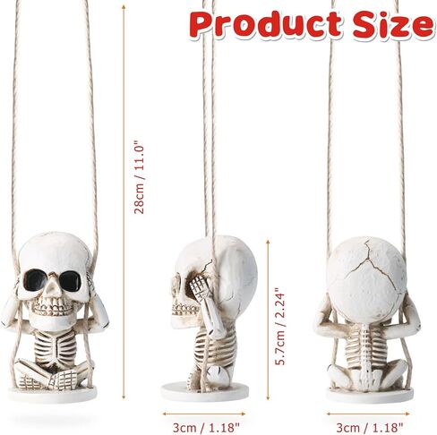 Halloween Decorations for Car Cute Spooky Gifts Skull Decor for Rear View Mirror Accessories Swinging Skeleton Hanging Ornaments Car Charms Truck Accessories for Men Women Jeeps Car Gifts for Dad Mom in Saudi Arabia