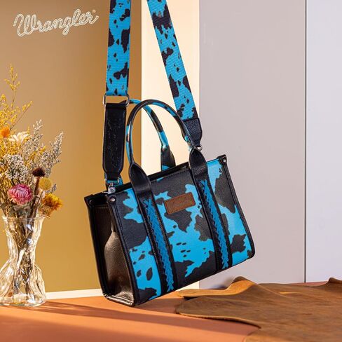 Montana West Wrangler Cow Print Tote Handbag and Bifold Credit Card Wallet Set in Saudi Arabia