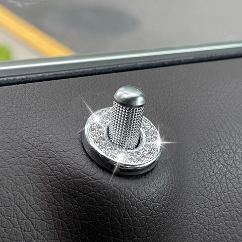 4 Pack Bling Car Inner Door Lock Covers, Rhinestones Pull Rod Bolt Stickers, Automotive Interior Car Door Lock Pin Caps for C Class C200L GLC260 C260L (White) in Kuwait