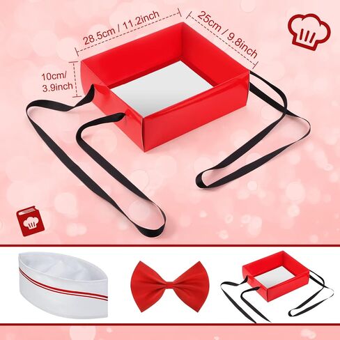 4 Pieces 1950s Adult Waiter Costume Kit Apron Tray with Strap Soda Jerk Chef Hat Bow Knot for 1950s Diner Dress Party in Kuwait