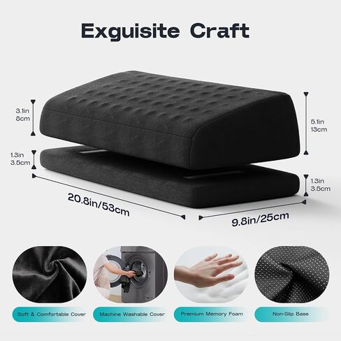 Foot Rest for Under Desk at Work - Gaming Foot Elevation Pillow, Wedge Pillow for Legs, 2 Adjustable Heights Ergonomic Under Desk Footrest, Perfect for Office, Home, and Gaming Use (Dark Grey) in Saudi Arabia