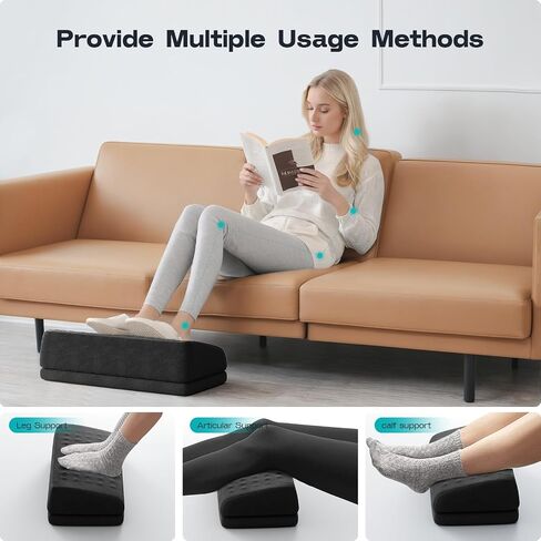 Foot Rest for Under Desk at Work - Gaming Foot Elevation Pillow, Wedge Pillow for Legs, 2 Adjustable Heights Ergonomic Under Desk Footrest, Perfect for Office, Home, and Gaming Use (Dark Grey) in Saudi Arabia