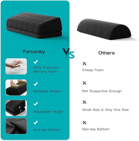 Foot Rest for Under Desk at Work - Gaming Foot Elevation Pillow, Wedge Pillow for Legs, 2 Adjustable Heights Ergonomic Under Desk Footrest, Perfect for Office, Home, and Gaming Use (Dark Grey) in Saudi Arabia