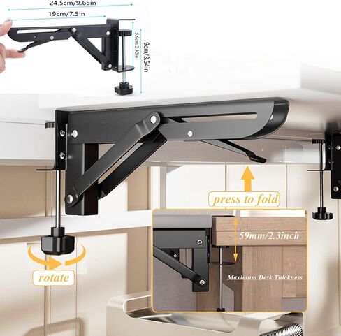 Desk Extender Support Bracket Desktop Extension Board Stand PC Keyboard Holder Arm Rest Tray Extension Plate Support Rack for Desk, 1 Set in Saudi Arabia