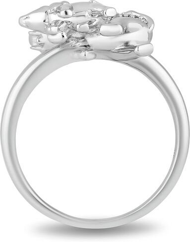 Jewelili Hallmark Fine Jewelry Sterling Silver Natural White Round Diamond Accent Mom and Baby Elephants Ring in Saudi Arabia