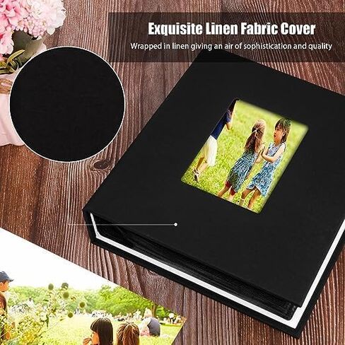 8x10 Photo Album Holds 72 Photos, 72 Pockets Photo Album 8x10 Linen Cover with Front Window, 8x10 Photo Album Book for 8x10 Wedding Family Anniversary Pictures (Black) in Saudi Arabia