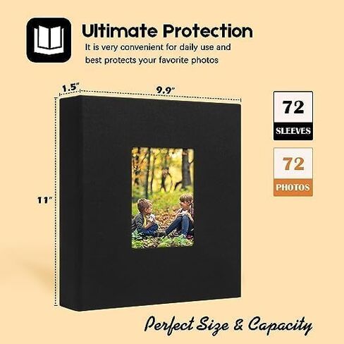 8x10 Photo Album Holds 72 Photos, 72 Pockets Photo Album 8x10 Linen Cover with Front Window, 8x10 Photo Album Book for 8x10 Wedding Family Anniversary Pictures (Black) in Saudi Arabia