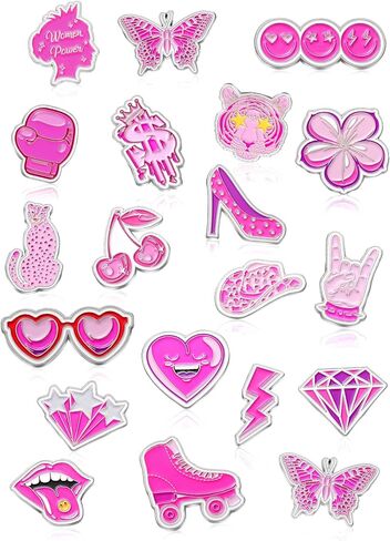 Inbagi 20 Pcs Women Girl Power Enamel Pin Aesthetic Cute Flower Enamel Pin Pink Preppy Feminism Enamel Lapel Pin Women Empowerment Brooch for Gifts Backpack Hat in Saudi Arabia