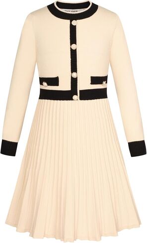 GRACE KARIN Girls Sweater Fall Dress Long Sleeve Knit A Line Contrast Casual Winter Dresses 5-12Y in Saudi Arabia